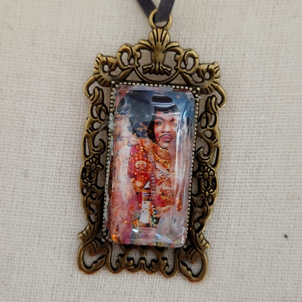 Artsy mixed media antique pendant